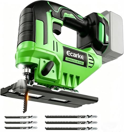 Ecarke Scie sauteuse sans fil 750W pour batteries Makita 18V lithium, Variateur de vitesse pour un changement de lame rapide, Compatible avec bois, PVC, contreplaqué et métal (batteries non incluses)