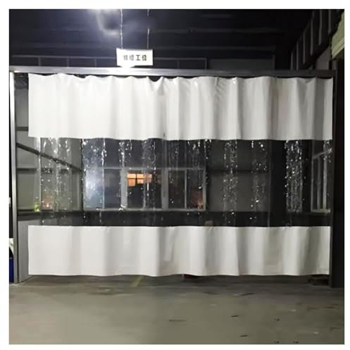 Rideau De Porte Imperméable Transparent, Rideau De Séparation Coulissant Anti - Poussière Oeillets Métalliques En PVC Pergola De Garage Extérieure Résistance À La Déchirure Tailles Personnalisées ( Co