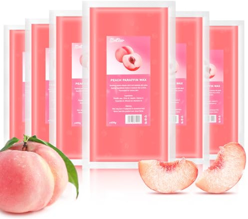 AYITOO Paraffin Wax Peach 2700g, Paraffin Wax for Hands and Feet Aesthetic Treatments Moisturizing Deeply Hydrates, Paraffin Wax Block Set 450 x 6 pcs for Family, Elderly