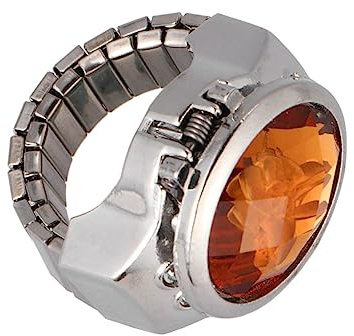 SAFIGLE Uhrenförmiger Ring Für Herren Und Damen Modischer Fingerring Mit Quarzuhr Praktisches Und Dekoratives Accessoire Gelb Mit Elastischem Gummiband