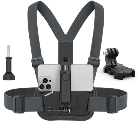 Sametop Phone Chest Mount Harness Holder Mobile Phone Strap Clip Compatible with iPhone Samsung GoPro 13/12/11/10/9/8 DJI Osmo and Most Cell Phones Action Cameras POV/VLOG