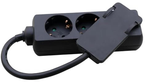 Steckdose 3Fach Schwarz Flach Stecker Möbel Schwarz CE mit kurzem Kabel (1)