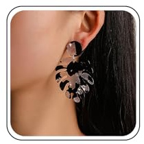 TseenYi Boho Acrylic Leaf Dangle Earrings Monstera Leaf Drop Earrings Large Monstera Leaves Earrings Black and White Palm Dangle Earrings Resin Tropical Leaf Earrings Big Leaf Plant Earrings