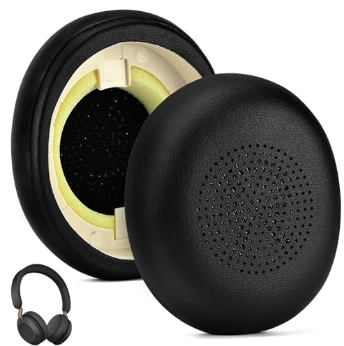 Mousse Coussin Coussinets pour Jabra Evolve2 65 (65MS 65UC USB)/Evolve2 40 (40UC 40MS USB)/Elite 45h, Coussinets d'oreille de Remplacement, Coussinets d'oreille avec Cuir protéiné Plus Doux