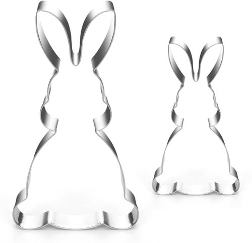 Ausstechform Osterhase Groß, 2 Stück Ausstechformen Ostern, Hasen Ausstecher Groß, Hasenform Ausstecher, Keksausstecher Ostern Edelstahl Hasenausstecher, Plätzchen Ausstecher Hase für DIY Osterbacken