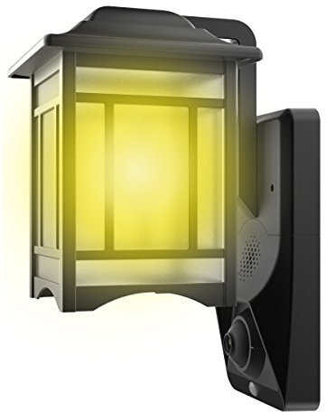 HOMSCAM Klassische Außenwandleuchte, Außenlampe mit Bewegungsmelder, Bewegungsmelder Aussen, Außenlampe mit 1080P Bewegungsmelder Glas Aluminium in Schwarz-Kupfer IPX4 Garten Hof, Outdoor Wandlampe