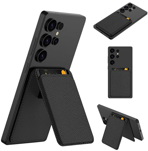 Miimall Kompatibel mit Samsung Galaxy S25 Ultra Hülle mit Mag-Safe, [Magnetische Kartenhalter] Kratzfest Stoßfest Dünn Wallet Kickstand Case Handyhülle für Samsung S25 Ultra-Schwarz