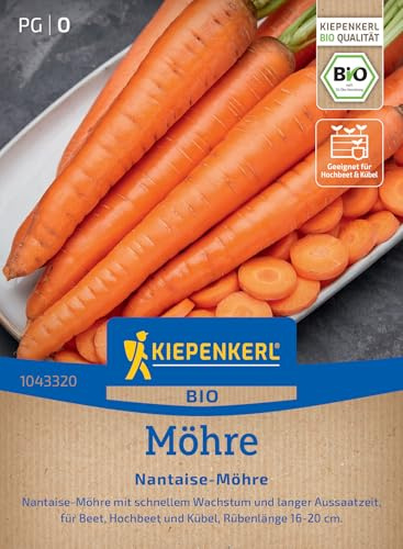 Kiepenkerl Möhrensamen Nantaise-Möhre 1043320, Gemüsesaat | Rübenlänge von 16-20 cm, Inhalt für 8-10 laufende Meter