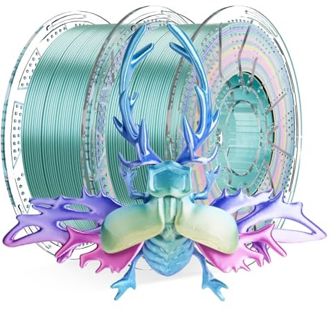 Conjure Silk Rainbow PLA 3D Drucker Filament, Multicolor Rainbow PLA Rot Blau Lila Gelb Grün Mini Filament 1.75mm 3D Druck Filament 2KG/4.4LB