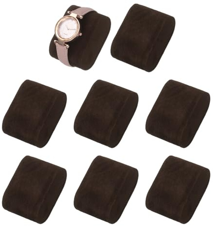 QUARKZMAN 8Pcs Oreiller de Montre en Velours Coussin de Présentation de Bijoux Oreiller de Rangement de Montre pour Boîte de Montre Marron Foncé
