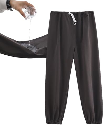 SOEDZUNG Reusable TPU Waterproof Incontinence Pants for Adults Leak Proof Washable Patient Care Long Pants for Elderly(Gray,L)
