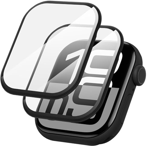 Diruite 2Pcs Screen Protector for Apple Watch Series 11/10 42mm Glass Cover | 9H Hardness 3D Surface Tempered Glass Screen Cover,HD Clear,Anti Scratch,Touch Sensitive,No Bubbles,Full Coverage,Black
