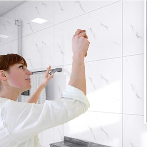 Dalles de Plafond décoratives Autocollantes, Largeur 40 cm, Longueur 80 cm, idéales pour la Salle de Bain, avec Panneaux en PVC faciles à Monter soi-même (2 pièces)