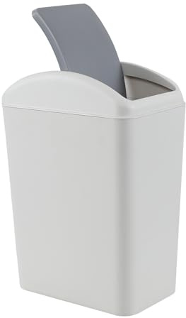 Haodehen 20 L Plastic Garbage Bin with Swing Lid, Narrow Trash Can for Kitchen, Bedroom, Office, Gray