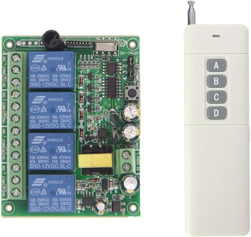 4-Kanal AC 230 Funkfernsteuerung Lange Strecke Industrielle Fernbedienung Landwirtschaft 4-Taste Handsender Universal 500m Funk Schalter für Eletrogeräte Lampe motor Garagentor