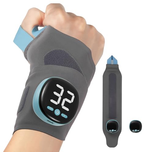 Luqixcey EMS Wrist Massager Handmassagegerät Kabelloses Massagegerät mit Wärme, 5 Modi mit 9 Intensitäten, Massage Hand für Sehnenscheidenentzündung & Karpaltunnelsyndrom Handgelenk Bandagen