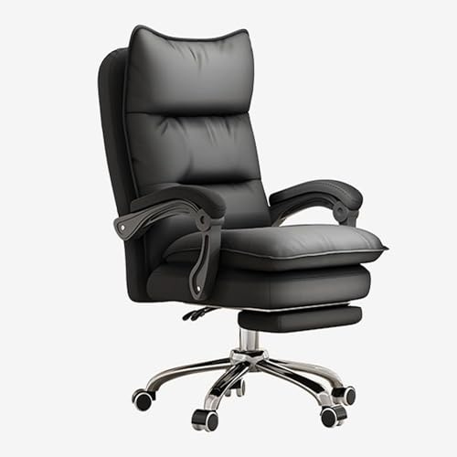 Silla ergonómica grande y alta para videojuegos con ruedas, reposabrazos ajustables, respaldo grueso, cómoda silla de computadora para adultos, color negro, incluye reposapiés