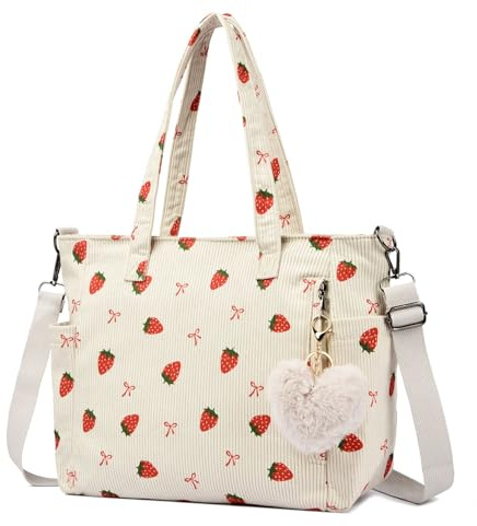 Makukke Cord Tote Bag Tasche Damen Umhängetasche Groß Shopper Handtasche Schultertaschen für Arbeit Büro Reisen Einkaufen Schule