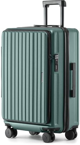 Münicase Reisekoffer L 65 cm, Top-Öffnung, TSA, Dunkelgrün | Tiefes Hauptfach, Erweiterbar, Kompressionsgurt, Doppelrollen, Außenmaße 65 × 46 × 28 cm