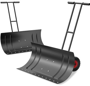 Robuste Schneeschaufel mit Rädern, 29/39 breit, manueller Schneeschieber mit verstellbarem Griff for einfaches Räumen von Einfahrten und Terrassen(100cm)