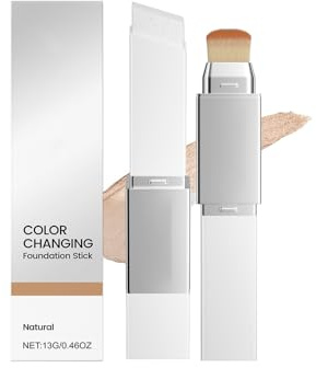Color Changing Foundation Stick mit Bürste, 2026 Neu Cover Cream Stick Korean Make Up, Changing Foundation mit Mittlerer bis Voller Deckkraft, Grundierung für Alle Hauttypen (Natürliche Farbe)