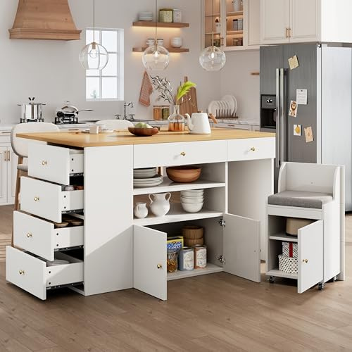 Tavolo da pranzo regolabile con carrello da cucina espandibile con 6 sgabelli e sgabelli da bar, versatile Sto Solut per cucina e sala da pranzo, design moderno, facile da montare