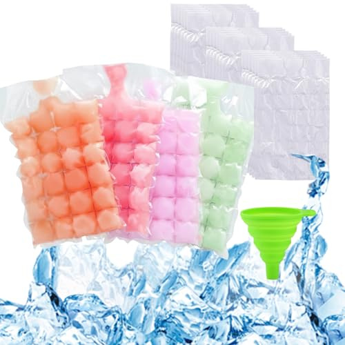 Ice Cube Bags, 70 Piece Set with Funnel, Reusable Freezer Ice Bags, Convenient Ice Cube Making Solution, Leak-Proof Design for Home Use, Easy Fill Ice Bag Kit