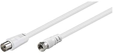 Koaxial/SAT Anschluss Kabel; weiß, 2.5m; F-Stecker > Koaxialkupplung
