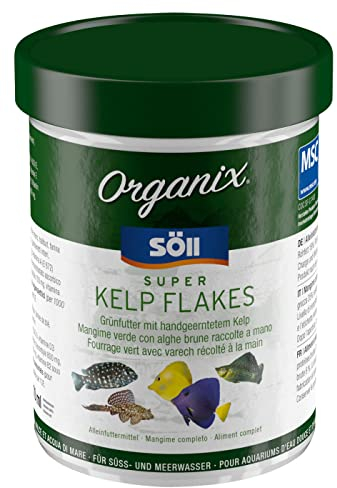 Söll 81914 Organix Super Kelp Flakes, 130 ml - Zierfischfutter mit Spurenelementen, Vitaminen, Proteinen und essenziellen Fettsäuren für Pflanzenfresser im Süß- und Meerwasseraquarium
