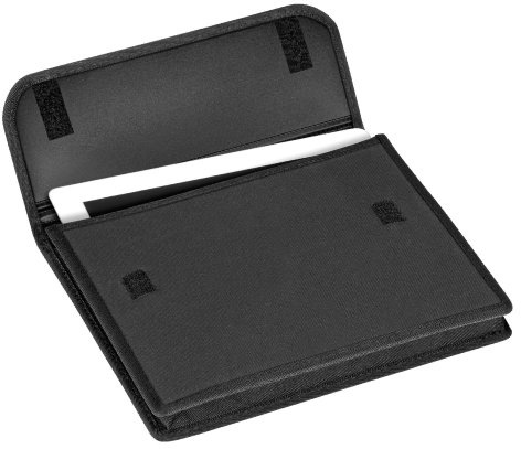 VELOFLEX - Sammelbox VELOBAG Pad Office DIN A5 aus Textil, Schwarz | 275 x 220 x 30 mm, für Tablet-PCs, Klettverschluss, Schutzvlies, textilverstärkte Kanten