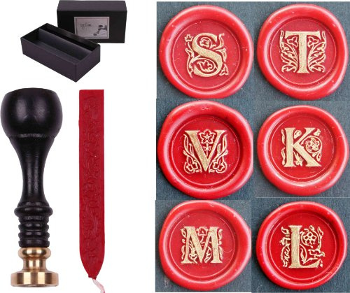 Siegel Stempel Set Sigillum Gravur M + 1 Stange Siegelwachs im Geschenkkarton