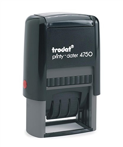 Trodat Printy 4750/L2 Self-Inking Date Stamp - Commercial Formula Paid, Blue-Red