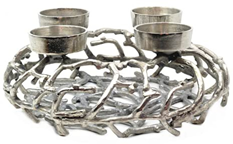 Adventskranz AST Alu Silber, groß, edel (V39175) Adventsdeko Weihnachtsdeko Kranz