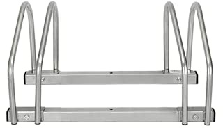 LARS360 Fahrradständer Aufstellständer Fahrrad Ständer Boden Wand Montage Metall Platzsparend (Für 2 Fahrräder, Silber)