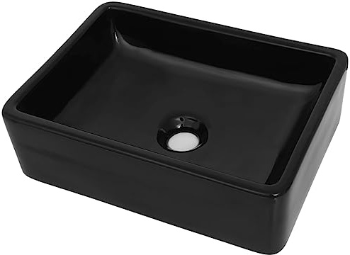 vidaXL Waschbecken Keramik Rechteckig Schwarz 41 x 30 x 12 cm