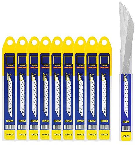 GUGUGI 9mm Utility Knife Blades for Vinyl, Window Film, and Art - Snap-Off Blades 100PCS