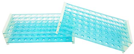 MUHWA Reagenzglasständer, 50 Positionen, 16/18 mm Bohrung, 3-lagig abnehmbar, Kunststoff, 2er-Set