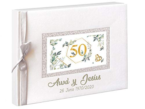 50 aniversario Libro de firmas para bodas de Oro. PERSONALIZADO con nombres y fechas grabado en la portada