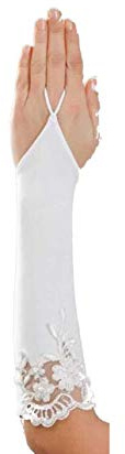 EleganceFashionDE Fingerlose Brauthandschuhe Stulpen Brautstulpen Handschuhe für Hochzeit (weiß (mit Silberfaden))