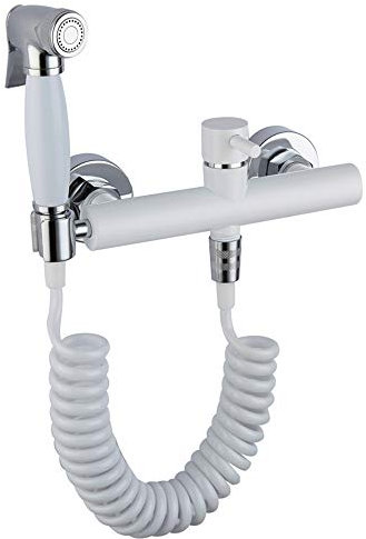 GLYYR Bidet Handbrause Weiß Messing Wand Montiert Bidet Sprayer Set Einzelgriff Bad Bidet WC-Sprühpistole mit Kaltes und Heißes Wasser, für Persönliche Hygiene, Bodenreinigung