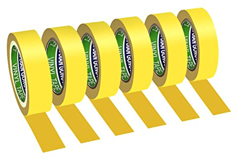 Xrkuu 6 Pack Yellow Insulation tape, 17mm x 9m Electrical Tape Multipack Waterproof Insulating Tape, PVC Tape Adhesive Gaffer Tape for Wiring Projects