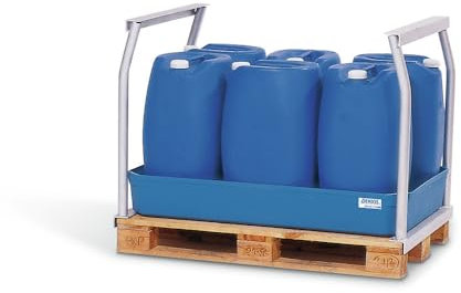 Denios Auffangwanne aus Kunststoff | ohne Gitterrost | blau | BxHxT 1190 x 175 x 770 mm | Volumen 130 Liter | Arbeitssicherheit Notfall-Umweltschutz-Produkte säurefest