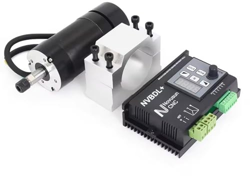 RATTMMOTOR CNC 400W Luftgekühlt Spindel Kit Bürstenloser Spindelmotor ER8 12000U/min 48V + 600W Bürstenloser Motortreiber LCD Panel ohne Halle + 55mm Mount Halterung mit Schrauben für cnc Gravier