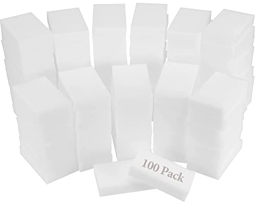 ZOENHOU Pack of 100 Magic Eraser Sponges, Premium White Cleaning Sponge Pads Bundle for Household Kitchen Bathroom Floor Wall Wiping Dirt Supplies,10 x 6 x 2 cm