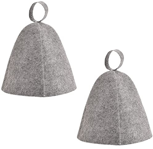 Gtwinsone 2 Stück Saunahut Filz Sauna Hut Mütze Filzhut Saunamütze Filzkappe Saunakappe Duschkappe Badekappe Duschhaube für Damen und Herren (Grau)