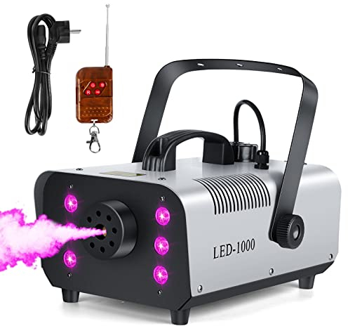 Katomi 1000W Nebelmaschine mit DMX-Steuerbare, 6 LED RGB Effekt Licht Smoke Machine,Fog Rauchmaschine mit Funkfernbedienungen für DJ Disco Party,Halloween,Hochzeiten Weihnachten