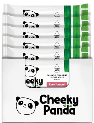 The Cheeky Panda Abschminktücher aus Bambus | Mit Rosenduft | 150 Reinigungstücher fürs Gesicht (25 x 6 Pack) | Biologisch Abbaubar | Super Sanft & Nachhaltig | Feuchttücher zur Make-up Entfernung