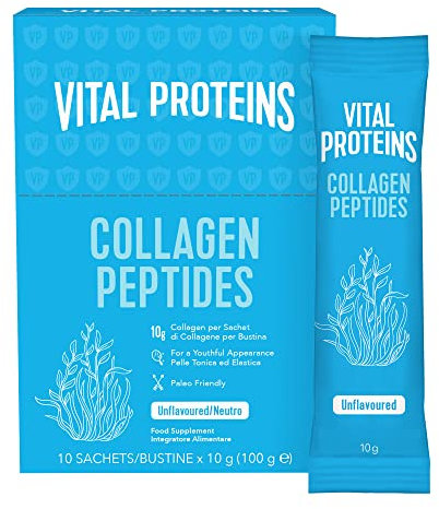 Vital Proteins Collagen Peptides, Powder Collagen Supplements in Travel Packs, Unflavoured, Skin Hair Nail Joint Health 10g per Serving 10 Packets (10ct per Box)