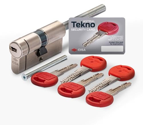 CISA - Cilindro Europeo Astral Tekno PRO 10M3T70701200C5 per Serratura Porta Blindata - Cilindro Europeo 30/30 con 5 Chiavi a Duplica Protetta - Anti Bumping Anti strappo - Predisposizione al Pomolo