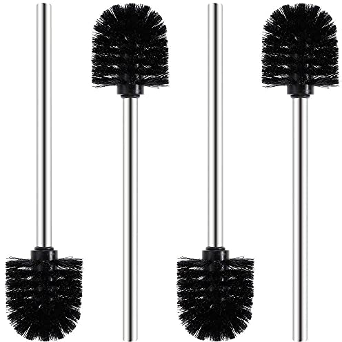 Rovtop 4 Stück WC Klobürste Schwarz, Toilettenbürste mit 7.5 cm Durchmesser, WC Bürste mit Edelstahlstiel, Toilet Brush, Toilettenbürste Edelstahl Klobürste Ersatz